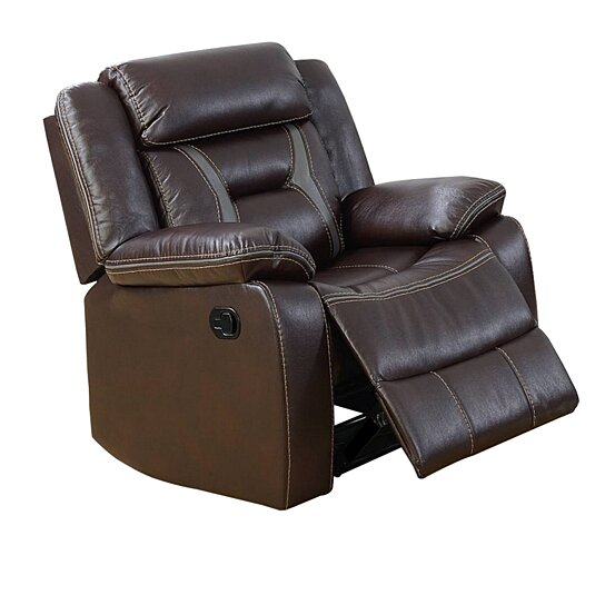 Saltoro Sherpi 37 Inches Leatherette Glider Recliner with Pillow